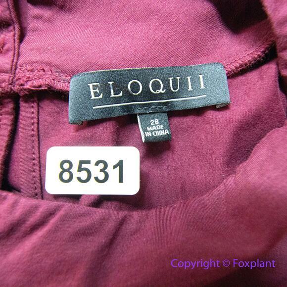 New!  Eloquii Maroon Dress puff sleeve flounce hem size 28 - Picture 10 of 12